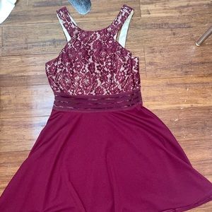 Maroon and cream dress, worn once:)